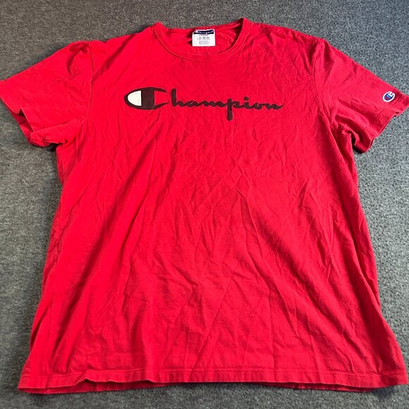 VTG Champion Shirt Mens Large 100% Cotton Red 90s - Picture 1 of 9